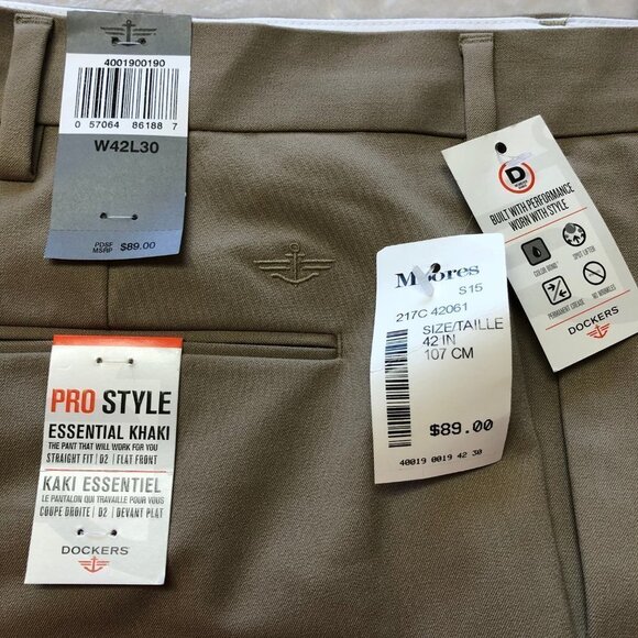 NWT Dockers Khaki Pants Straight Fit Flat Front Pro Style Size: W42L30 - Picture 2 of 7